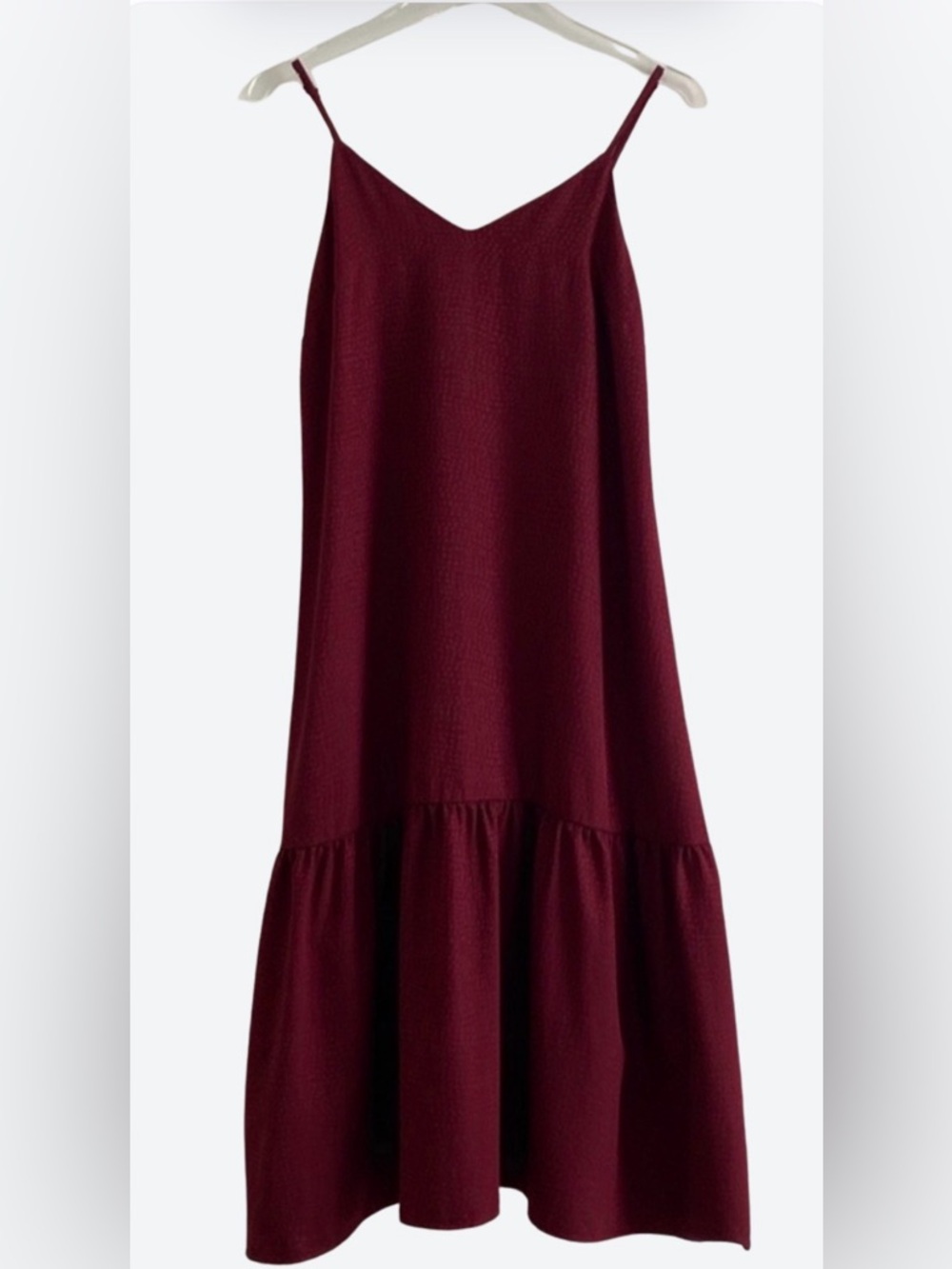 The Nines by HATCH Wine Jacquard Maternity Dress Tiered Ruffle Sz L